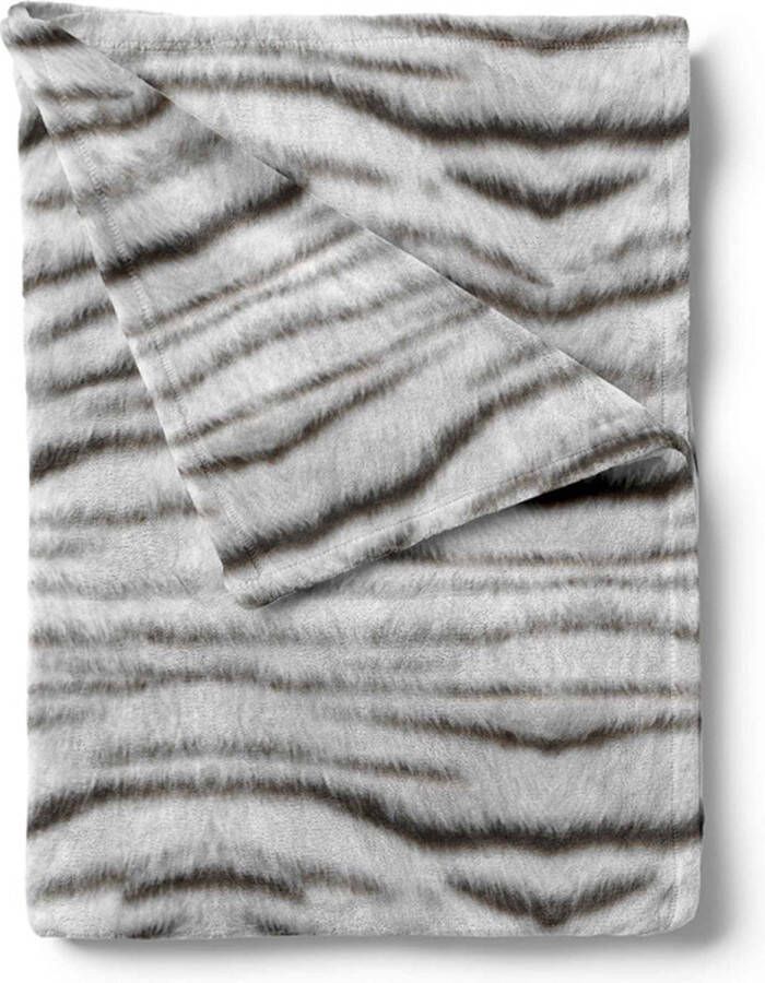 ISleep Plaid Siberische Tijger Print Zachte Fleece 140x200 cm Grijs