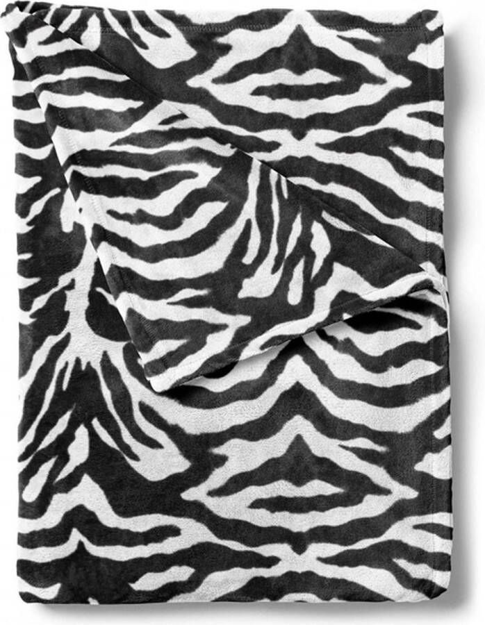 ISleep Plaid Zebra Print Zachte Fleece 140x200 cm Bruin Wit