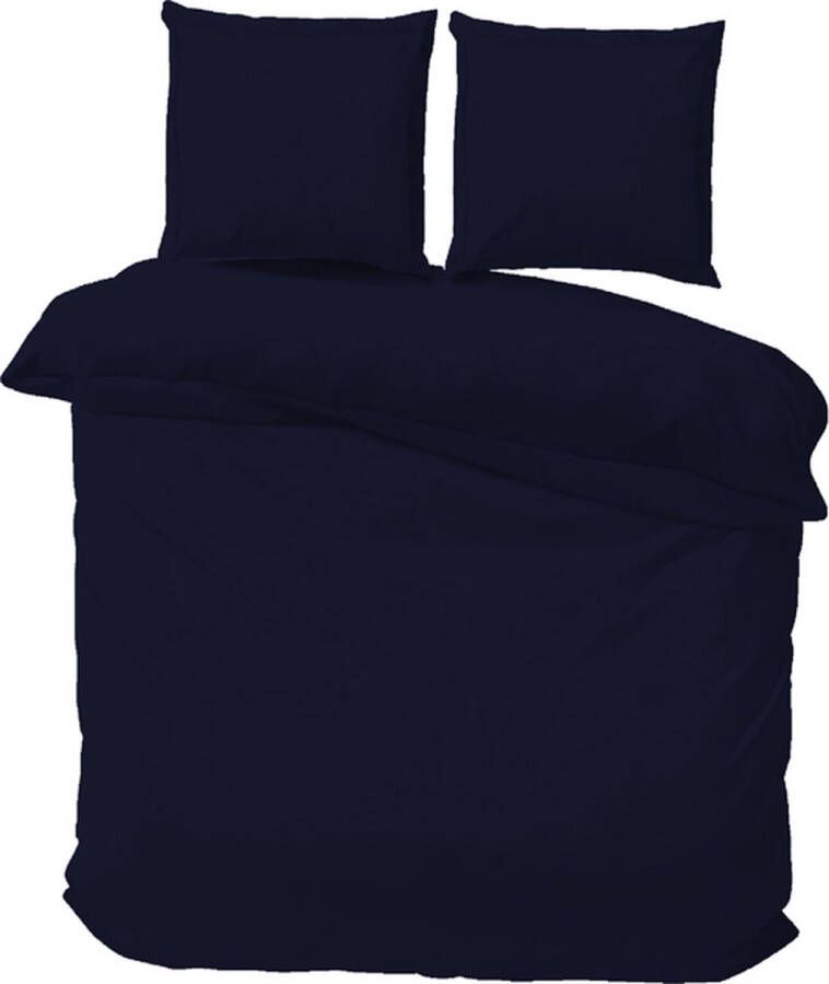 ISleep Dekbedovertrek Satijn Katoen Uni Donker Blauw Lits-jumeaux 240x200 220 cm