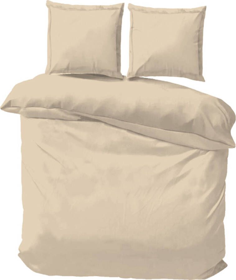 ISleep Dekbedovertrek Satijn Katoen Uni Medium Beige Lits-jumeaux 240x200 220 cm