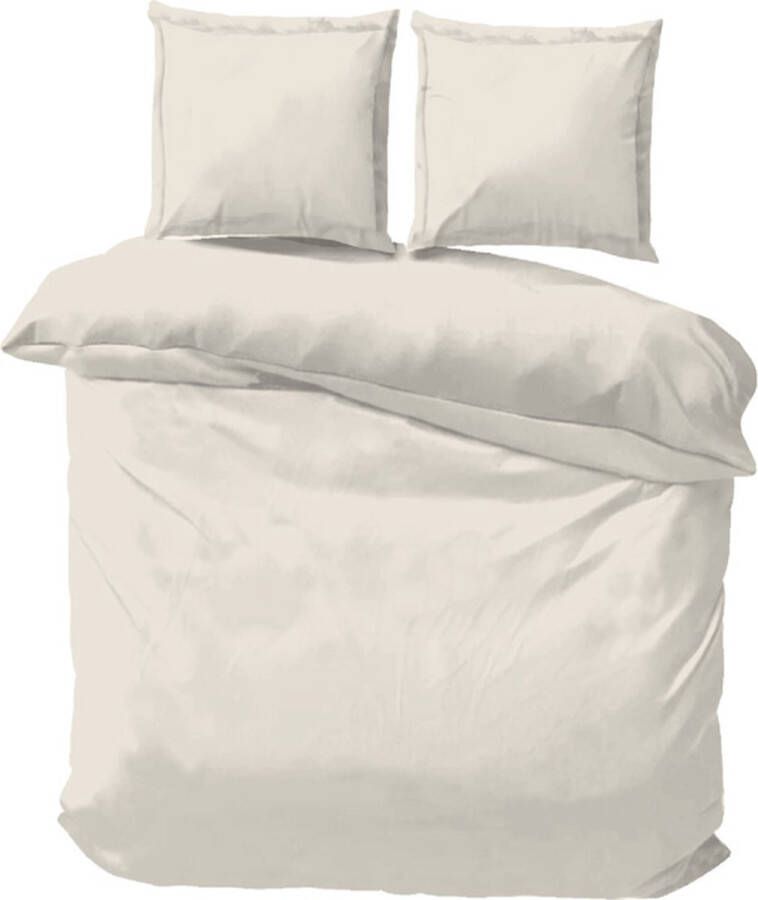 ISleep Satijn-Katoen Dekbedovertrek Uni Tweepersoons 200x200 220 cm Licht Beige