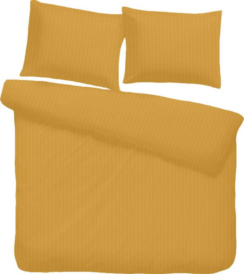 ISleep dekbedovertrek Satijnstreep Donker Geel Lits-jumeaux 240x200 220 cm