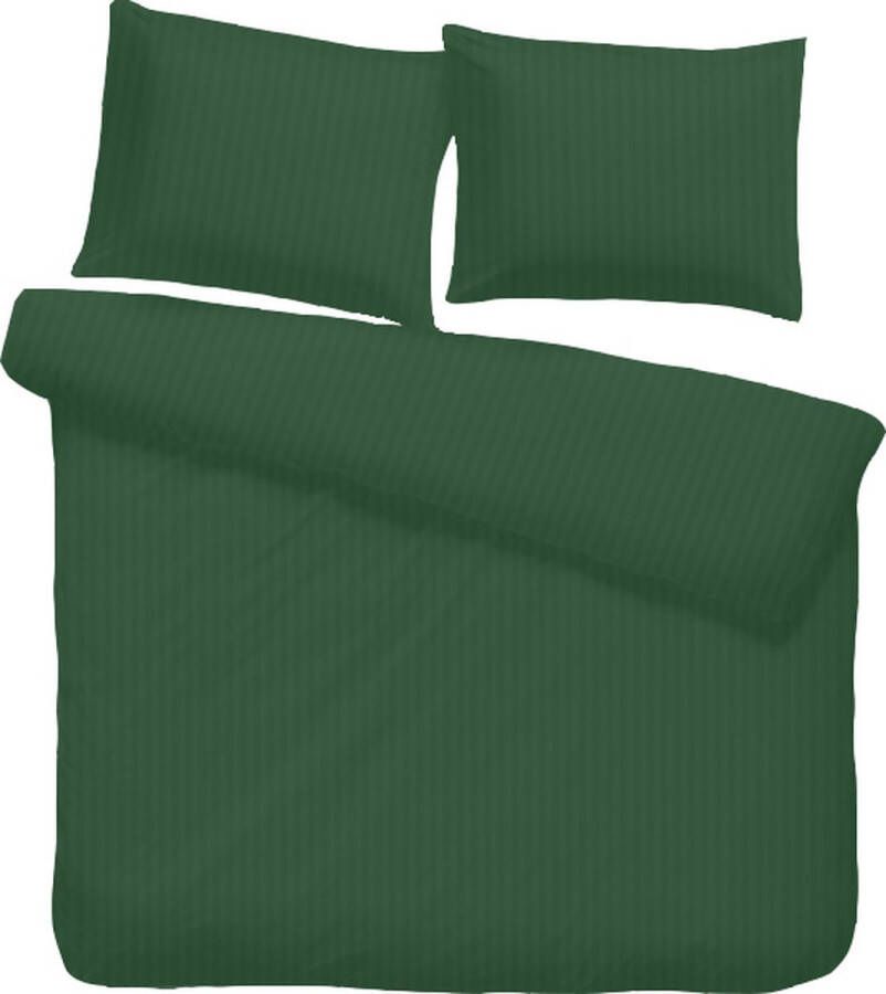 ISleep dekbedovertrek Satijnstreep Donker Groen Lits-jumeaux 240x200 220 cm