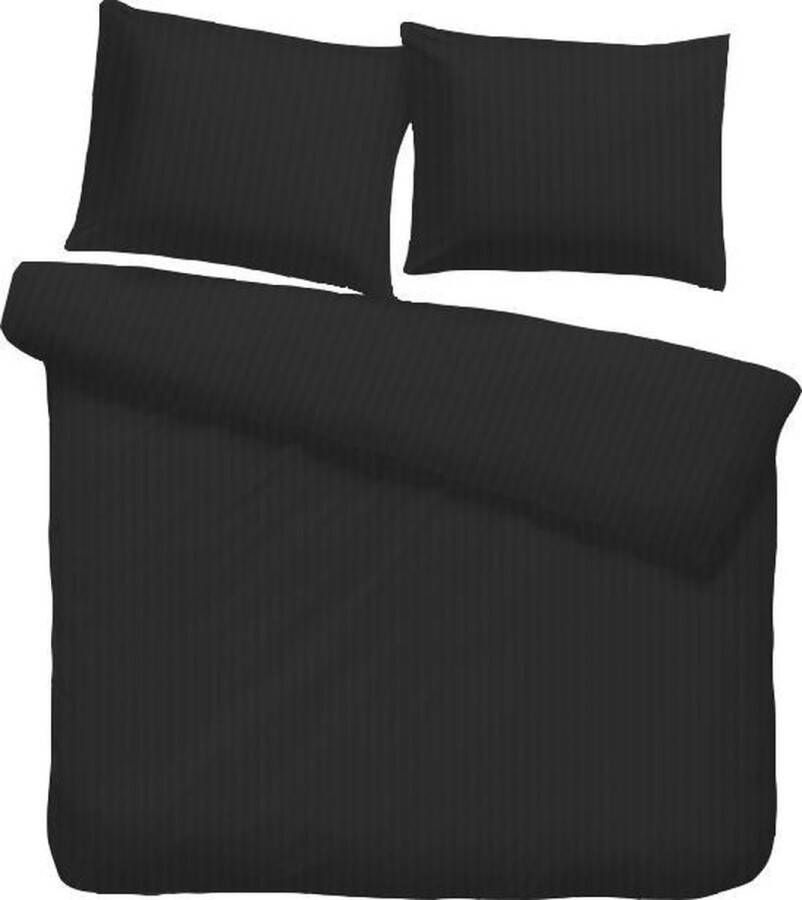 ISleep dekbedovertrek Satijnstreep Zwart Lits-jumeaux 240x200 220 cm