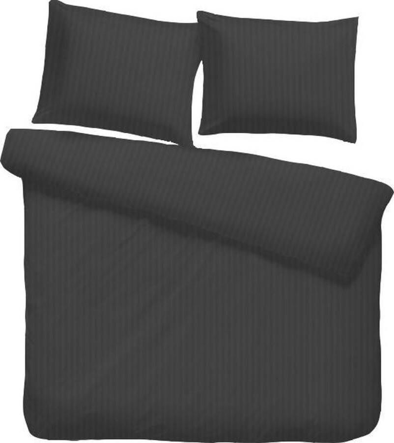 ISleep dekbedovertrek Satijnstreep Antraciet Lits-jumeaux 240x200 220 cm