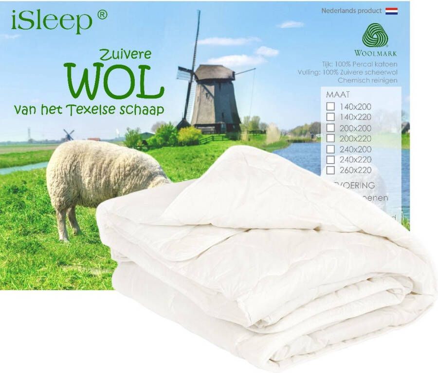 ISleep Wollen Zomerdekbed Tweepersoons 200x220 cm Ecru