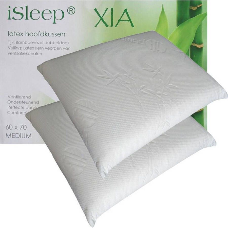 ISleep Xia Hoofdkussen Set (2 Stuks) Latex vulling Bamboe tijk 60x70 cm Ecru