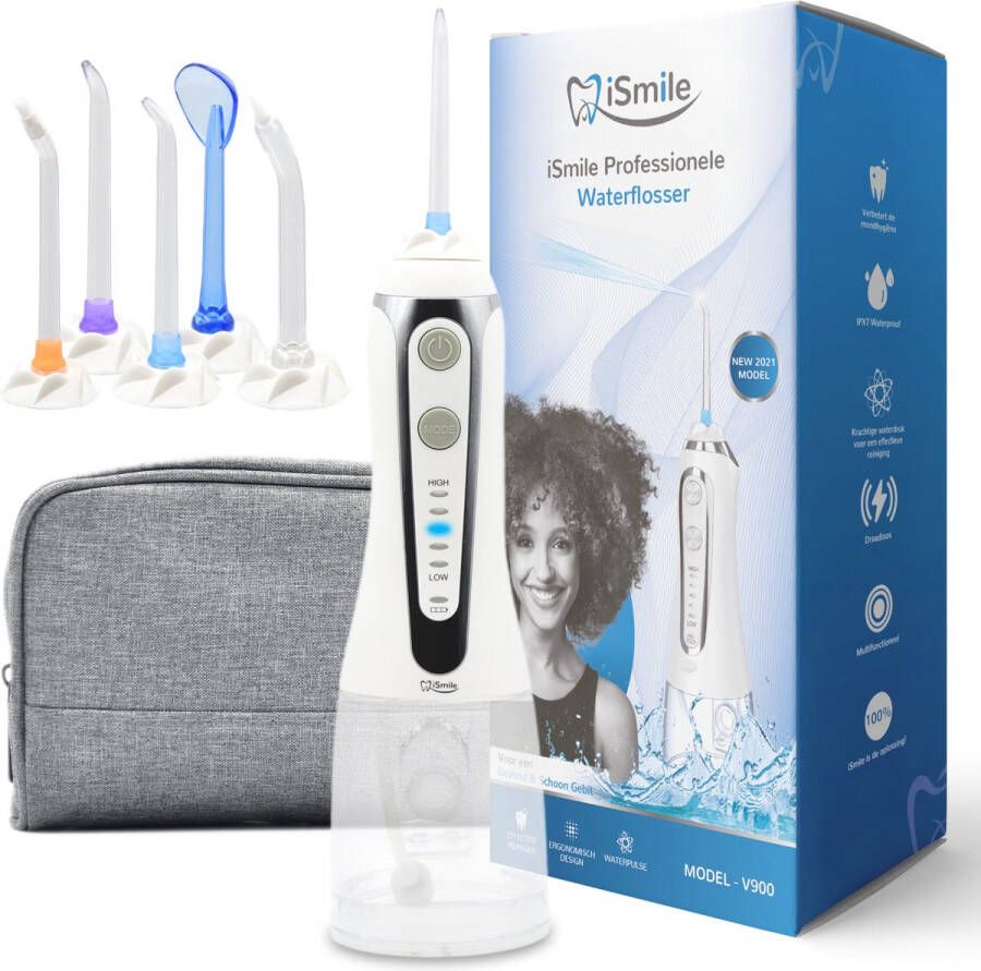 ISmile Waterflosser Monddouche GRATIS Reistas Waterflosser Draadloos Tandsteen Verwijderen Gezond & Schoon Gebit