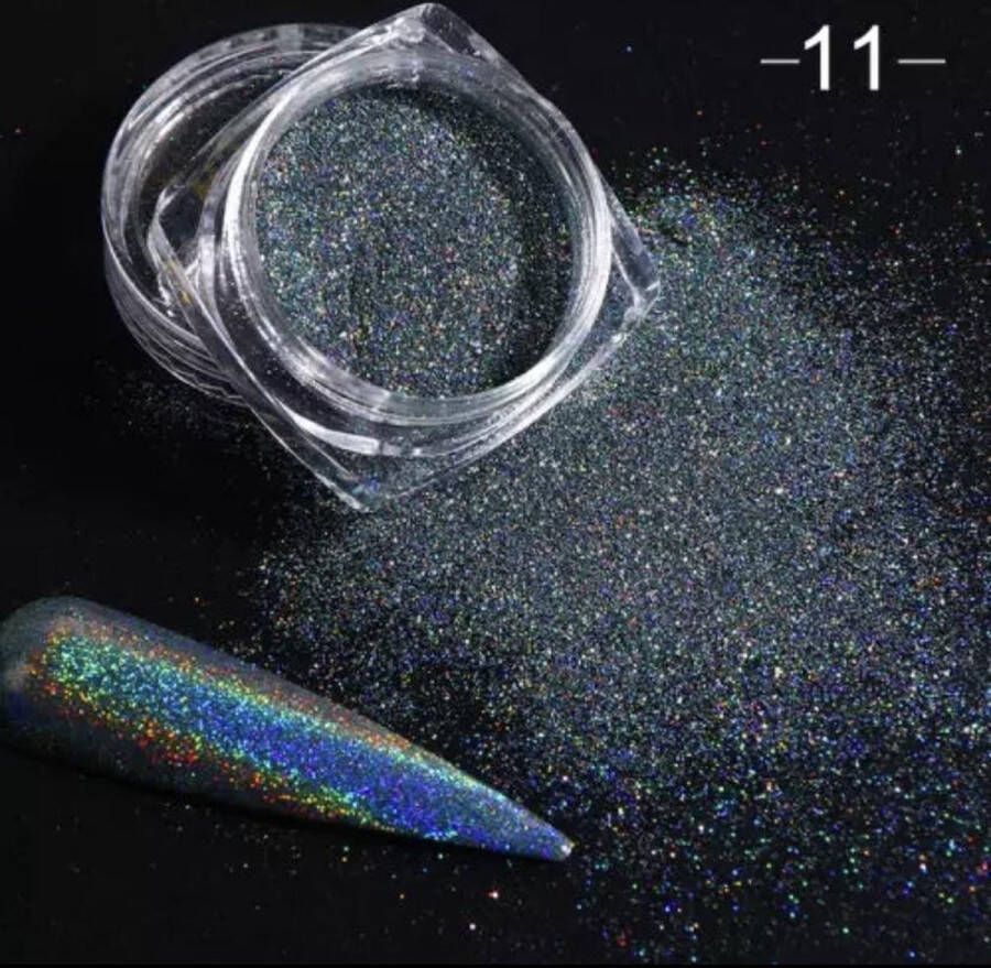 ISO Products Holografische Glitter Poeder Donker Grijs Zilver Chrome Glitter Nail Art – Rhinestones