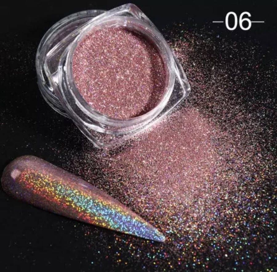 ISO Products Holografische Glitter Poeder Licht Roze Licht Rosé Nail Art – Rhinestones