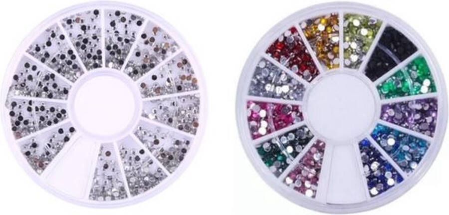 ISO Products Nail Art Voordeel Set Rhinestones Zilver + kleuren 1200 stuks Strass nagel steentjes Nagel diamantjes Nail art