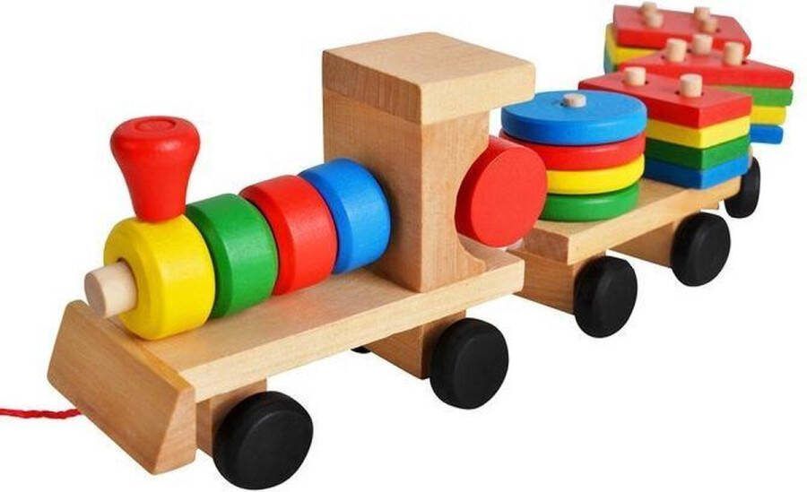 Iso trade Houten Trein met vormpjes en blokjes. Educatief