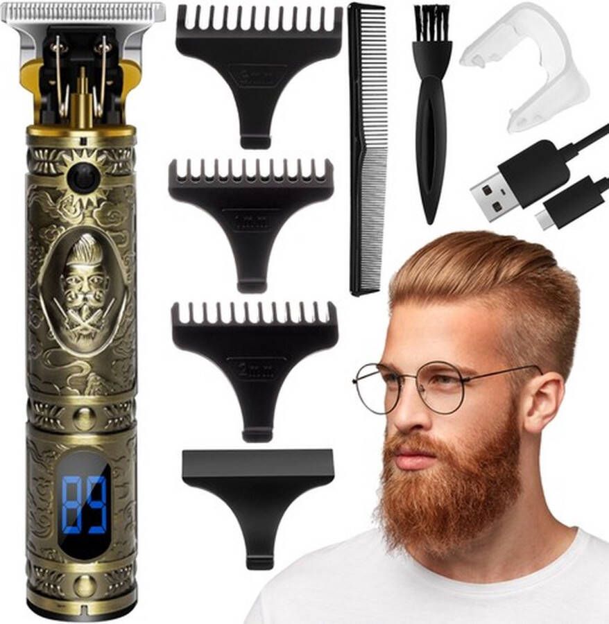 Iso trade Soulima barber old school design haar en baard trimmer Barber Kapsalon Vintage design Goudkleurig