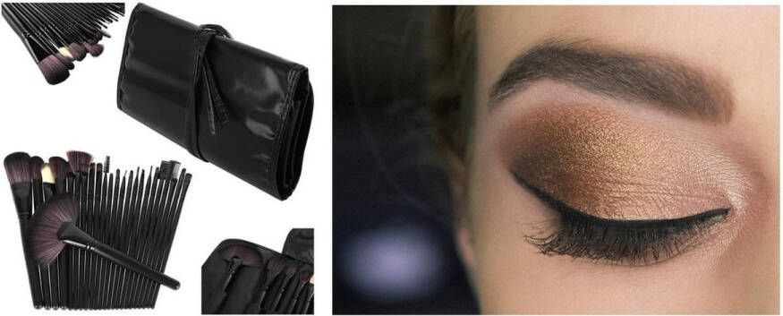 IsoTrade 24 delig verleidelijke kwastenset met luxe handige etui. Kwasten -make-up set voor oogschaduw eyeliner wenkbrauw foundation face blender