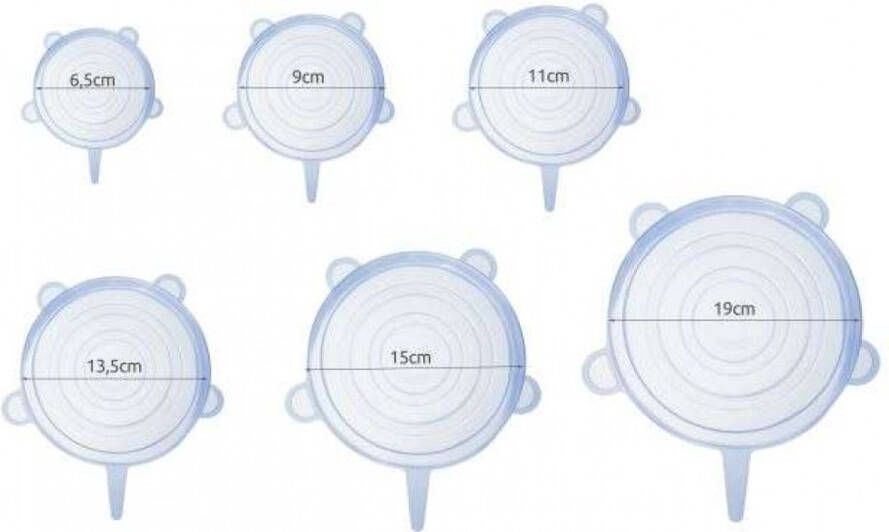 IsoTrade Siliconen Deksels Set van 6 Stuks Zeer Rekbaar Houdt uw eten vers Geen luchtjes in de koelkast Blauw