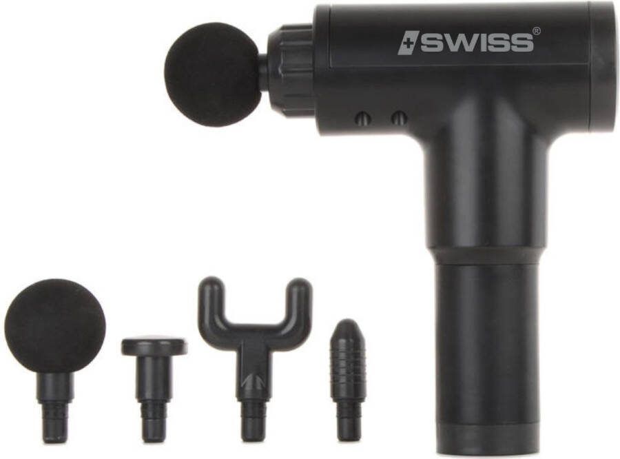 ISwiss Massage Gun Sport en Relax Massageapparaat Krachtig en Draadloos Extra Opzetstukken