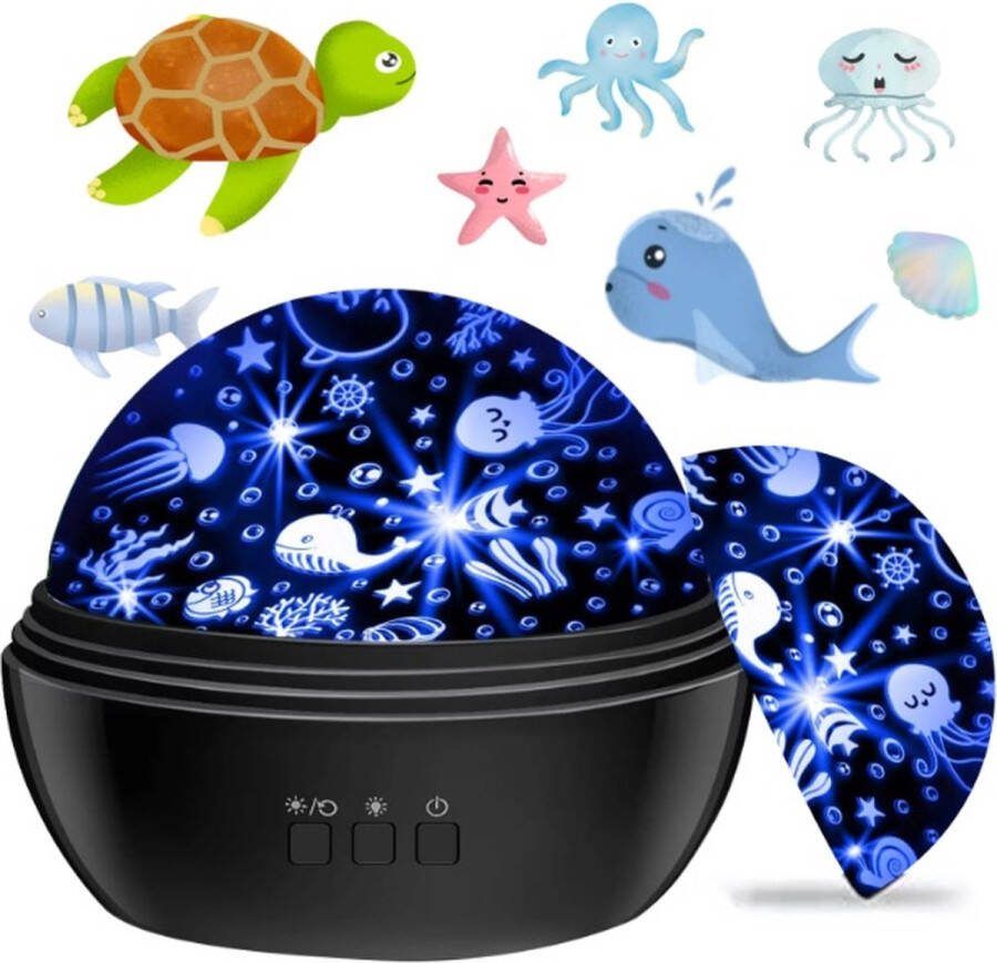 Itagala Baby Projector Projectorlamp Sterrenprojector Nachtlamp Sterrenhemel Oceaan Bedlampje Galaxy Projector Roterende kinderlamp met Sterren Hemel Projectie USB Zwart