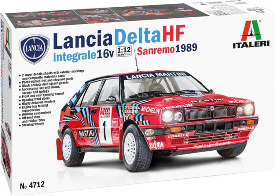 Italeri 1:12 4712 Lancia Delta HF Integrale Sanremo 1989 Car Plastic Modelbouwpakket