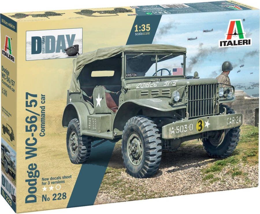 Italeri 1:35 0228 Dodge WC-56 57 Command Car Plastic Modelbouwpakket