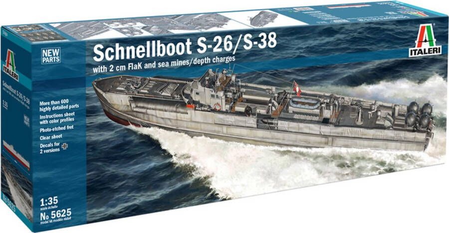 Italeri 1:35 5625 Schnellboot S-26 S-38 Plastic Modelbouwpakket