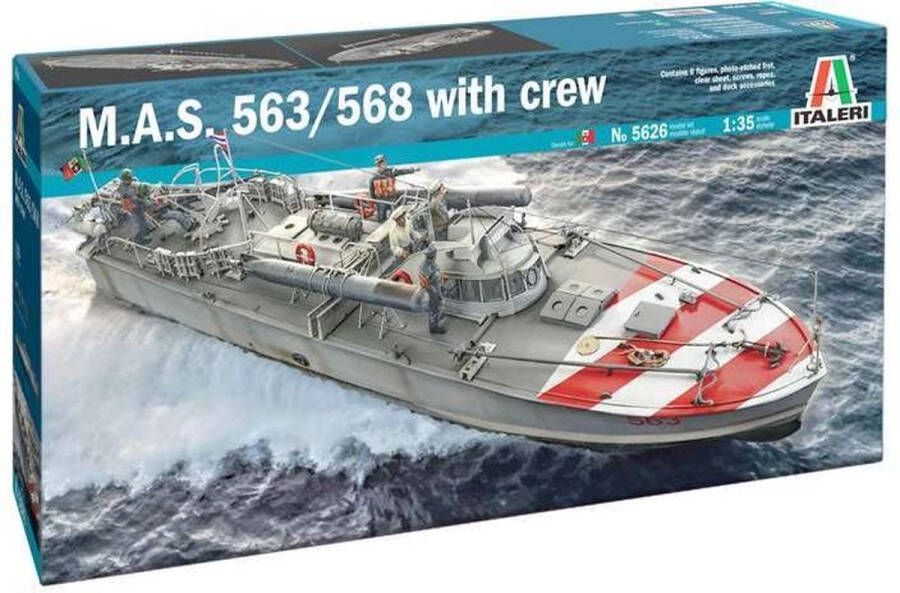 Italeri 1:35 5626 M.A.S. 563 568 Boat with Crew Plastic Modelbouwpakket