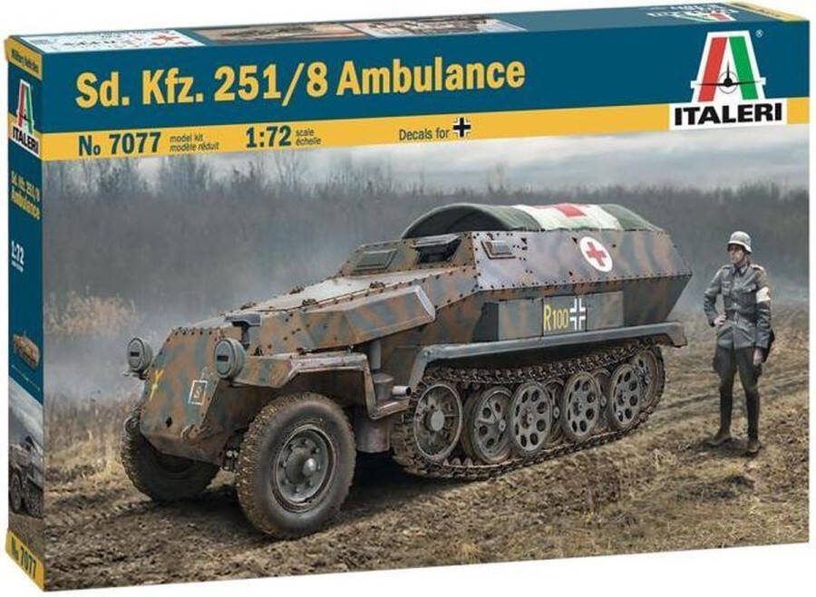 Italeri 1:72 7077 Sd.Kfz. 251 8 Ambulance Plastic Modelbouwpakket