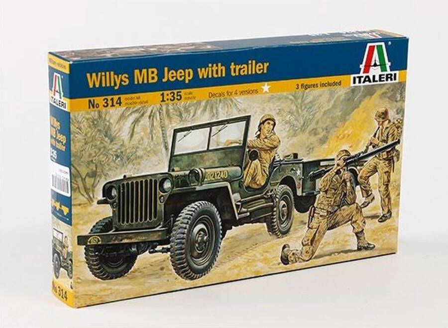 Italeri en meer Italeri Willys MB Jeep with Trailer + Ammo by Mig lijm