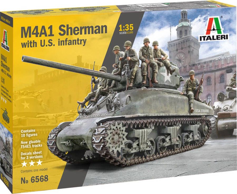 Italeri M4A1 Sherman with U.S. infantry + Ammo by Mig lijm