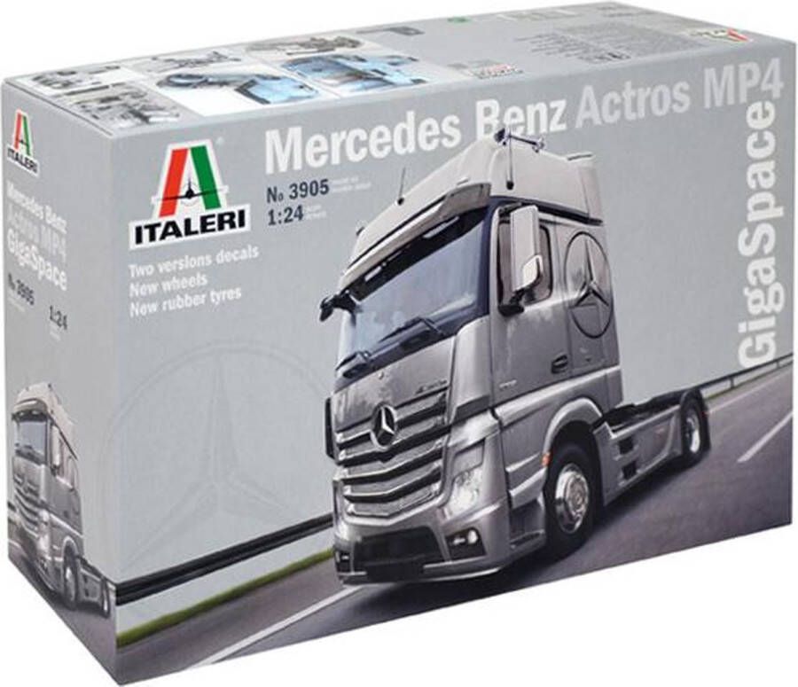 Italeri Mercedes Benz Actros MP4 Gigaspace Montagekit Vrachtwagen oplegger modelbouw 1:24