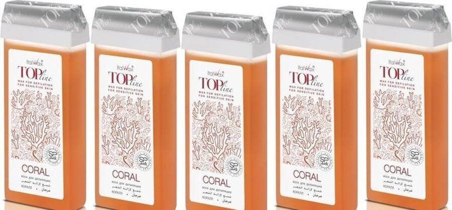 Italwax 5x Wax Cartridges Coral 100ml Hars Patroon Set voor Pijnloze Ontharing Top Line