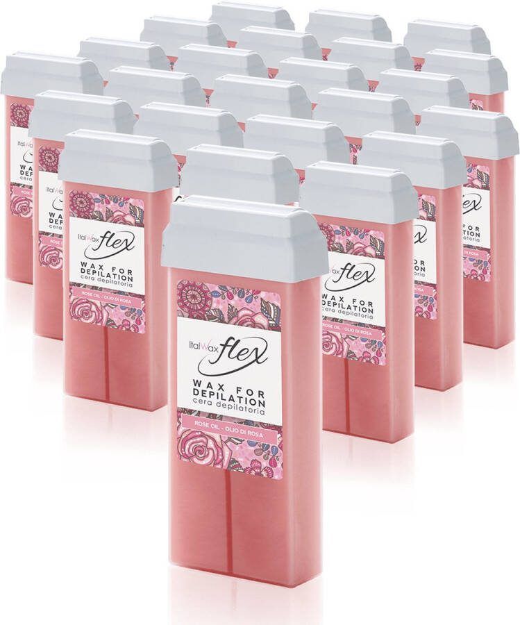 Italwax Flex Wax Cartridges Rose Oil 24 Pack Waxpatroon Rozenolie Doos 24 Stuks Perfect for Hair Removal