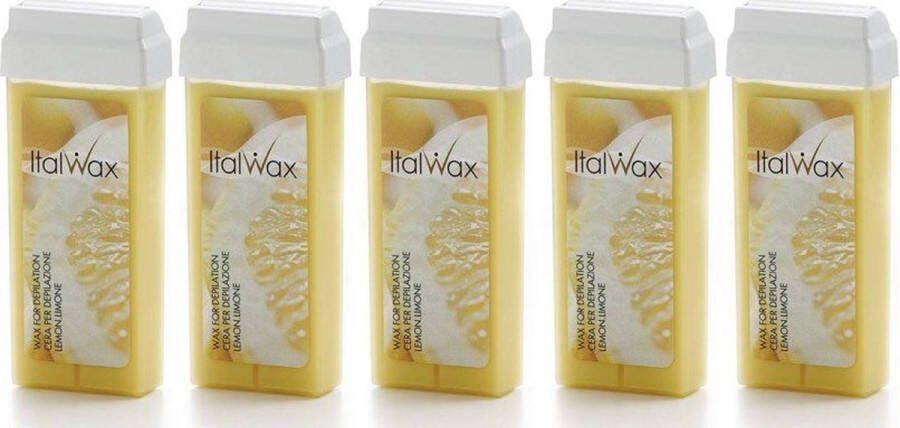 Italwax Lemon Wax Cartridges 5x 100 ml Lemon Wax Cartridges voor Zijdezachte Huid 500 ml