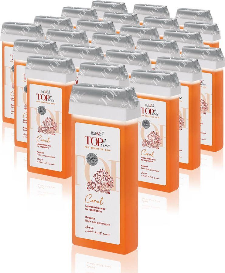 Italwax Top Line Waxpatroon Coral 24 Stuks Wax Cartridges voor Harsen Professioneel Gebruik