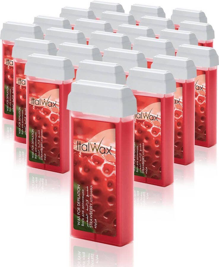 Italwax Waxpatroon Aardbei 24 stuks Professionele Wax Cartridges voor Harsen Doos 24 st