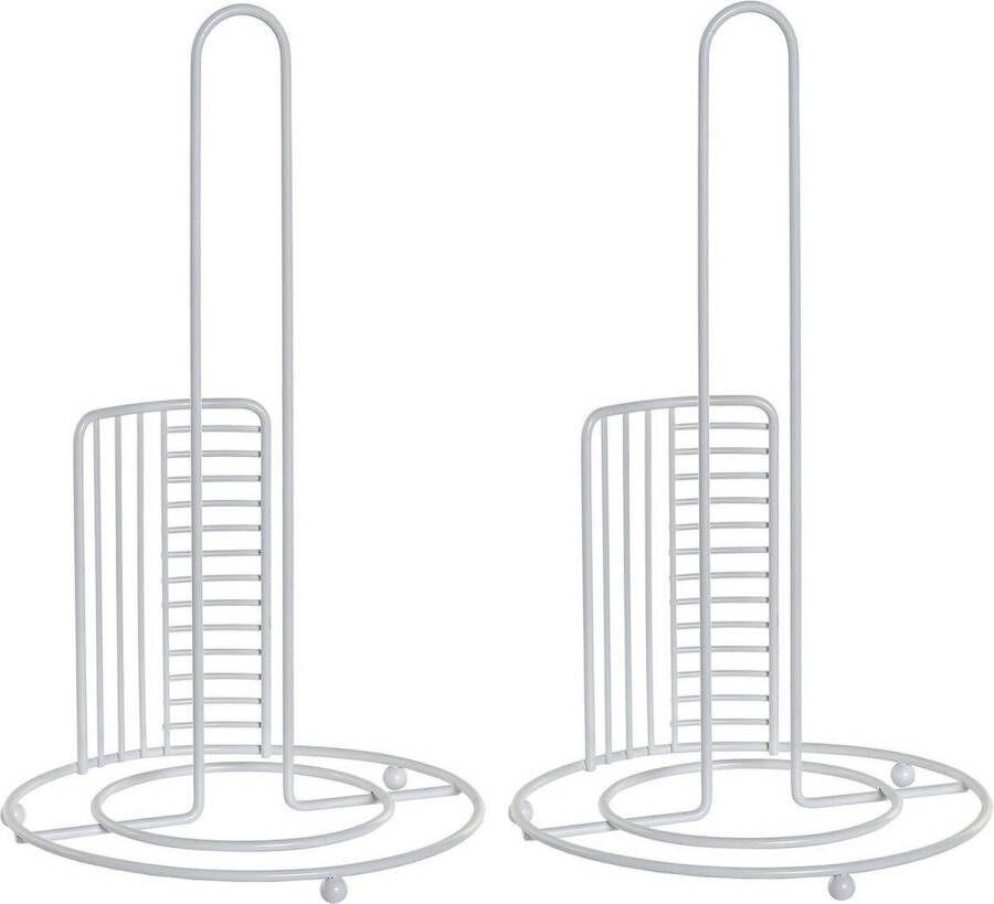 Items 2x stuks keukenrol houder chrome wit metaal 18 x 31 cm Keukenrolhouders