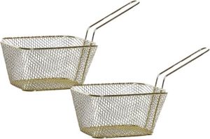 Items 4x stuks patat snack serveermandjes frietmandjes goud 24 cm Patat snack serveren in een mandje