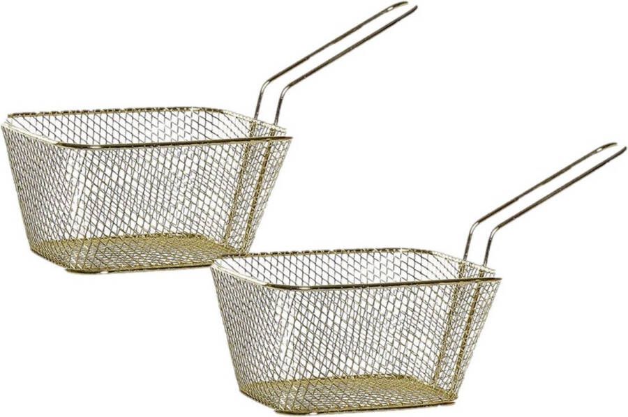 Items 4x stuks patat snack serveermandjes frietmandjes goud 24 cm Patat snack serveren in een mandje