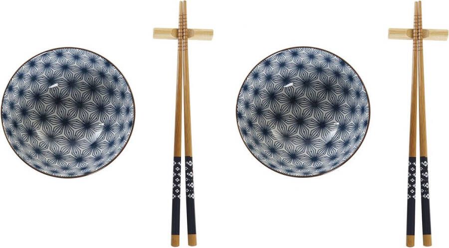 Items 6-delige sushi serveer set aardewerk voor 2 personen blauw wit Sushi servies
