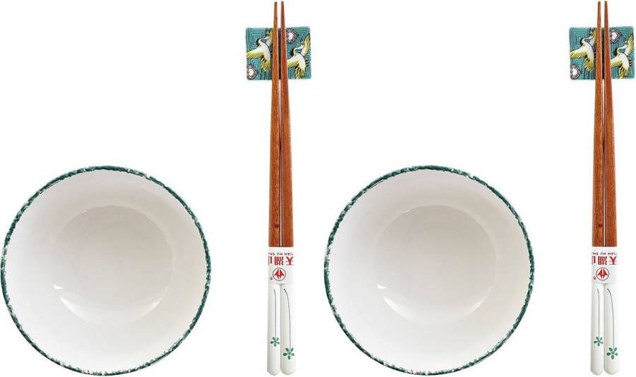 Items 6-delige sushi serveer set porselein voor 2 personen wit groen Sushi servies