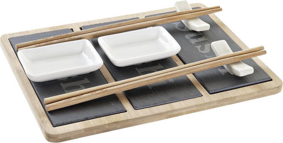 Items 7-delige sushi serveer set bamboe voor 2 personen Sushi servies