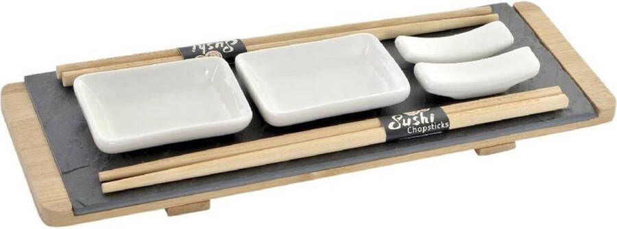 Items Bamboe sushi servies serveerset voor 2 personen 8-delig Sushi eetset