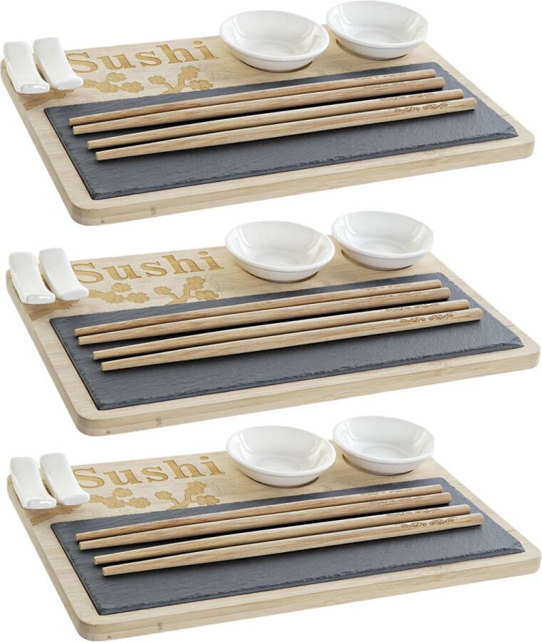 Items Bamboe sushi servies serveerset voor 6 personen 7-delig Sushi eetset