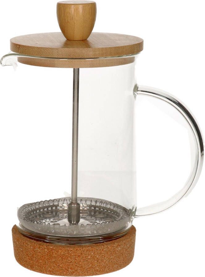 Items Cafetiere French Press koffiezetter bamboe 350 ml Koffiezetapparaat voor verse koffie 16 x 9 x 18 cm