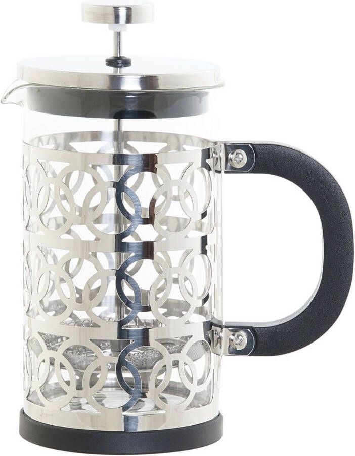 Items Cafetiere French Press koffiezetter zwart met inox 600 ml Koffiezetapparaat voor verse koffie