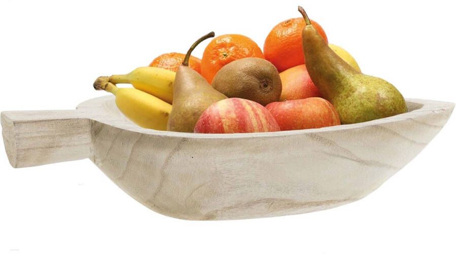 Items Fruitschaal blad hout 39 cm Decoratieve schaal voor groente en fruit