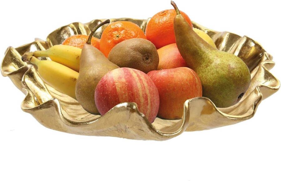 Items Fruitschaal goud rond kunststof 33 cm Decoratieve schalen voor groente en fruit