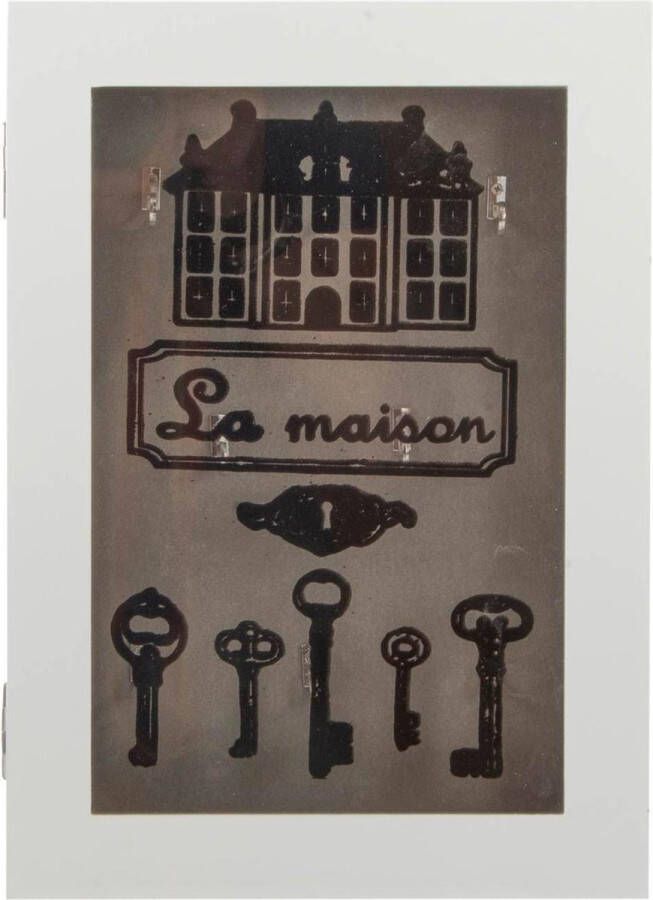 Shoppartners Houten sleutelkast sleutelkluis wit La Maison 23 x 32 cm Sleutelkastjes