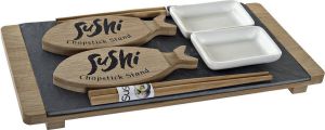 Items Keramieken sushi servies serveerset met blad voor 2 personen 9-delig Sushi eetset