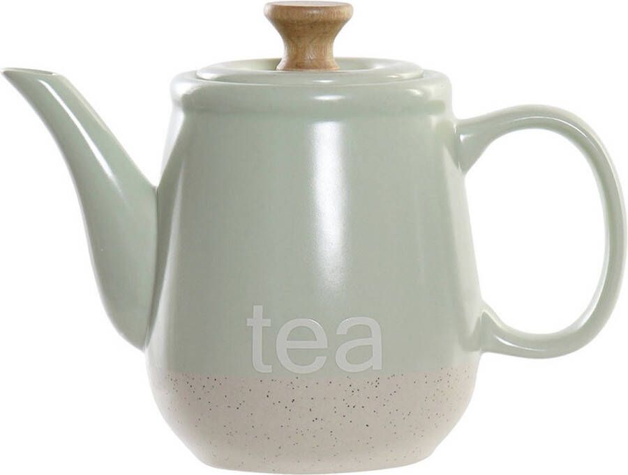 Items Kitchen Theepot Ceylon keramiek hout 1000 ml groen beige Theepotten