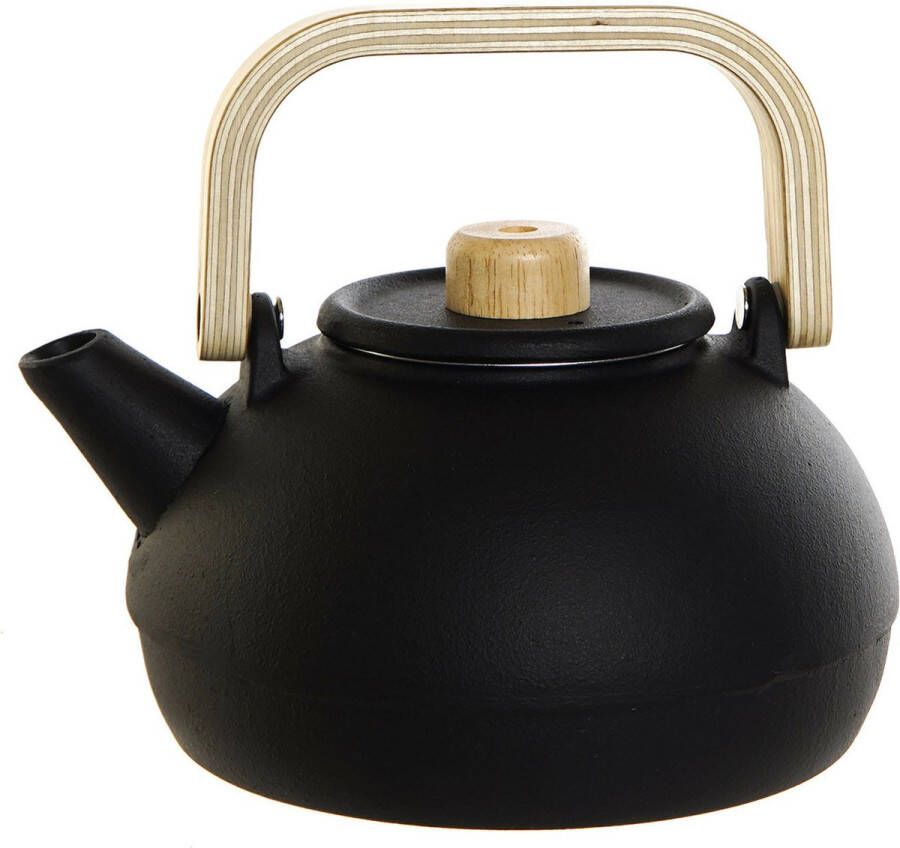 Items Kitchen Theepot gietijzer 900 ml mat zwart Theepotten